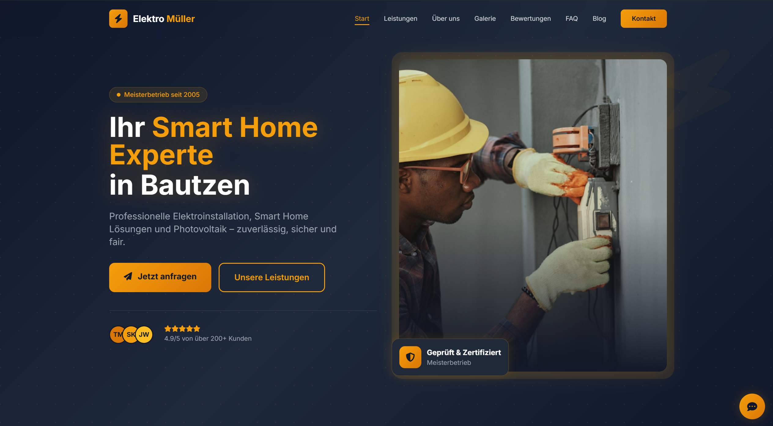 Elektroniker Website – Webdesign